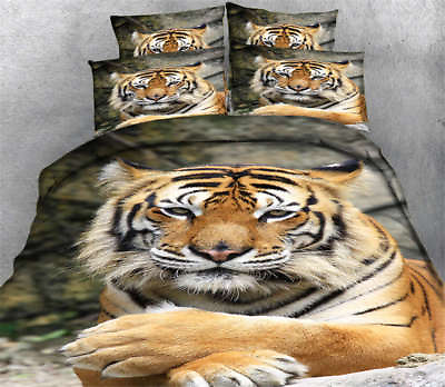 Easeful Tiger 3D Printing Duvet Quilt Doona Covers Pillow Case Bedding Sets