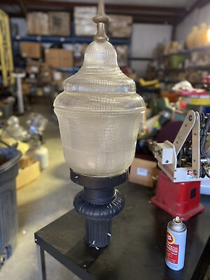 Vintage Holophane 36” Luminaire Glass Street Light Lamp Street Light LED NYC