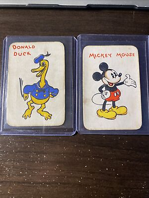2 Walt Disney 1935 Old Maid Cards by Whitman Publishing Co. Mickey amp; Donald