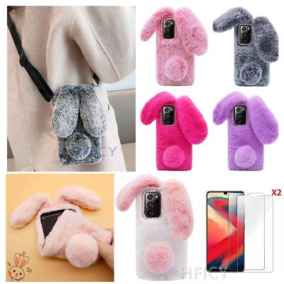 for T Mobile REVVL 4 4 V 5G Cute Bunny Rabbit Fluffy Plush Soft Warm Covers