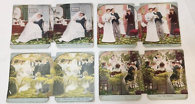 #ad Stereoscope Viewer 3D Cards Color Courtship and Wedding Series Antique Vintage