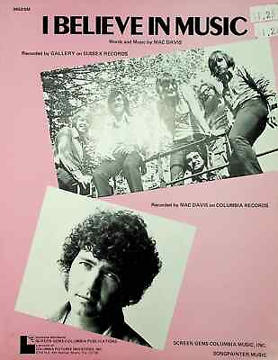 Vintage Sheet Music I BELIEVE IN MUSIC Mac Davis Columbia Records 1970