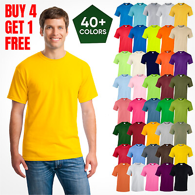 #ad Gildan Mens Plain T Shirts Solid Cotton Blank Short Sleeve Shirts Top Tee S 3XL