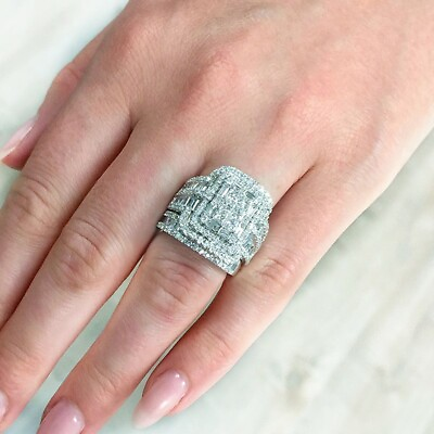 Women 2Pcs Set Gorgeous Cubic Zircon 925 Silver Ring Wedding Jewelry 6 10