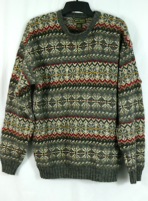 #ad Wool Fair Isle Sweater Croft amp; Barrow LT Colorful Snowflakes Winter Pullover