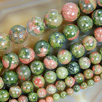 #ad Natural Unakite stone Round Gemstone Beads 15.5quot; 4 6 8 10 12 14 16mm Pick Size