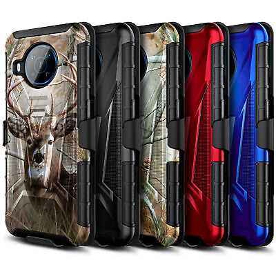 For Nokia X100 Case Holster Belt Clip Kickstand Phone Cover w Tempered Glass