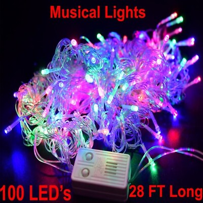 Musical Christmas Lights Twinkling Tree 100 LED Strip With Music Multicolor