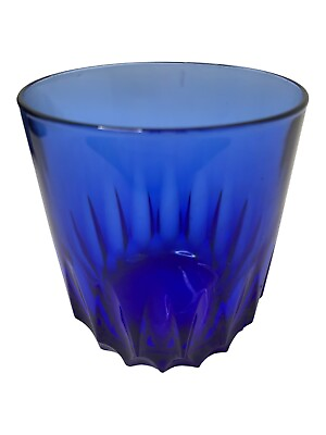 #ad 1 Vintage Juice Glass Tumbler Cobalt Blue Luminarc Arcoroc Marked Luminarc