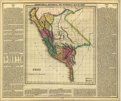 #ad 1822 Map Peru Peru Map Size: 20 inches x 24 inches Fits 20x24 size frame or