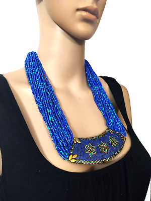 #ad N7686 Handmade FASHION Tribal Gypsy Glass Multi Strand Resin Necklace Women Gift