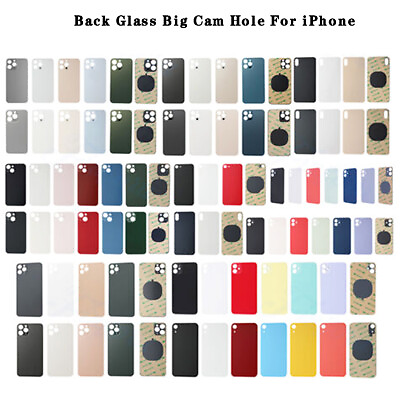 #ad Back Glass Big Cam Hole for iPhone 14 Pro Max SE2 X XR XS Max 11 12 13 mini Lot