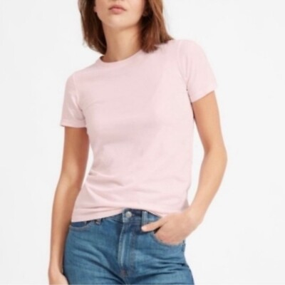 #ad Everlane Womens Size XS Shirt 100% Supima Cotton Soft Pink Basic Short Sleeve