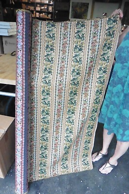 #ad 75 Sq Ft Antique Roll Tapestry Textile leaves Floral Upholstery fabric Victorian