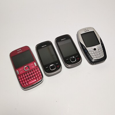 Lot of 4 Vintage Nokia Mobile Cell Phones 6600 7230 302