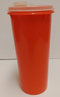#ad Vintage Tupperware 262 3 Orange Slimline Pitcher With White Flip Top Pour Lid