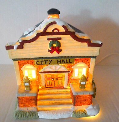 Christmas Victorian Village City Hall Xmas Home Decoration can be illuminated