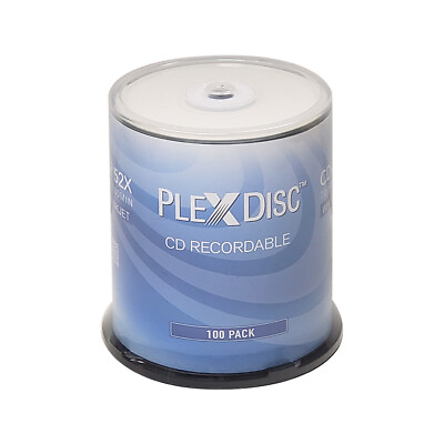 100 PlexDisc CD R 700MB 52X White Inkjet Hub Printable Media Disc 631 205 BX