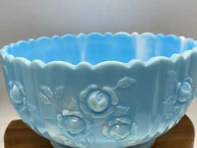 #ad Fenton Blue Marble 7in Open Bowl
