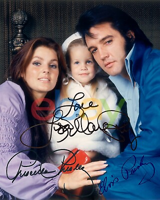 Elvis Priscilla amp; Lisa Marie Presley Signed 8x10 Autographed Photo reprint
