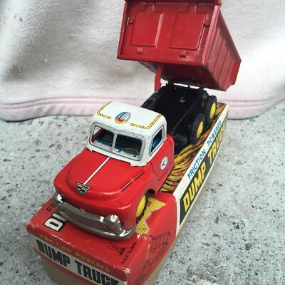 #ad Vintage Toy Tin Friction Powered Dump Truck made in japan