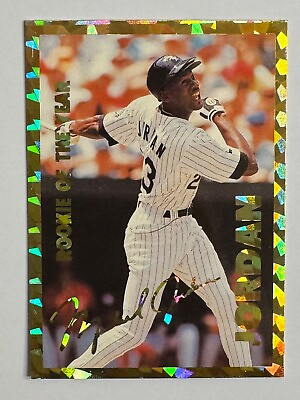 #ad Michael Jordan 1993 94 Stadium Rookie of the Year PROMO Card Gold Foil White Sox