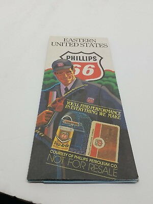 #ad #ad 1985 Eastern US road map Phillips 66 oil gas Coca Cola