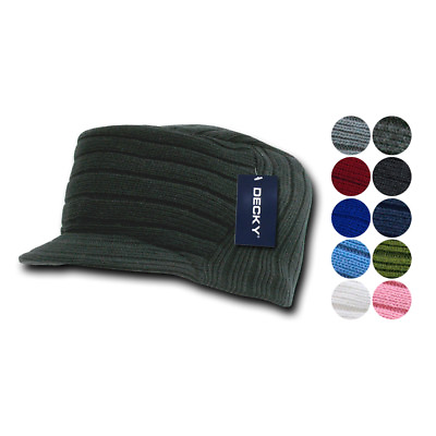 #ad Gi Cadet Army Military Flat Top Beanies Caps Hats Ribbed Knit Visor Ski Winter