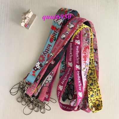 3pcs set Cute Hello Kitty Lanyard ID Badge Phone Holder Neck Strap Keychain Gift