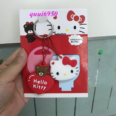 2pcs set Cute Red Hello Kitty Key Cap Cover Case Keychain Keyring Girl Gift
