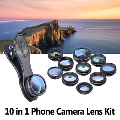 #ad APEXEL 10IN1 Phone Camera Lens Kit CPL Star Radial Flow Filter Kaleidoscope Y9B4