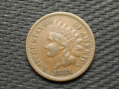 #ad OLD COIN SALE XF 1881 INDIAN HEAD CENT PENNY w FULL LIBERTY amp; DIAMONDS LOT #41w