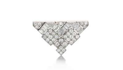 #ad Geometric Triangular Design Lab Created Baguette and Round Cut Diamonds Earrings