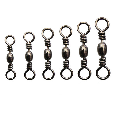 #ad 100pc Brass Fishing Rolling Barrel Swivel Bearing Hook Connector with Solid Ring