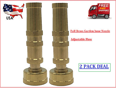 #ad Solid Brass Garden Spray Nozzle 4quot; Adjustable Twist Water Hose USA Stock 2 PACK