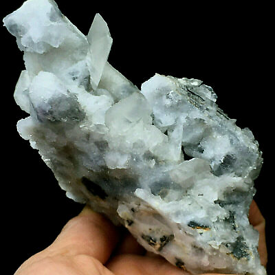 #ad 316g Natural Blue Fluorite amp; White Quartz amp;White Calcite Crystal Cluster China