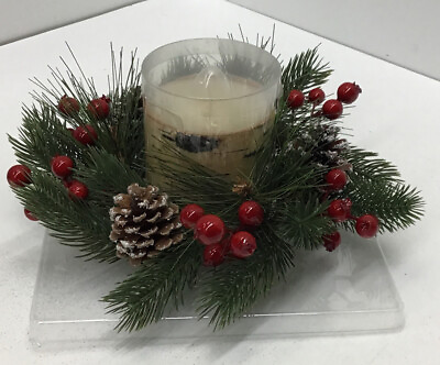 Luminara Holiday Centerpiece Pillar Led Candle In Birch Wax Candle 3.25x4.5”