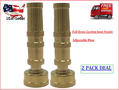 Solid Brass Garden Spray Nozzle 4quot; Adjustable Twist Water Hose USA Stock 2 PACK