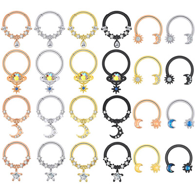 #ad 16G Dangle Septum Rings CZ Helix Earring Cartilage Tragus Body Piercing Jewelry