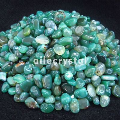 #ad 100g Tumbled Natural Green agate bulk crystal Small Stones healing Rock Specimen