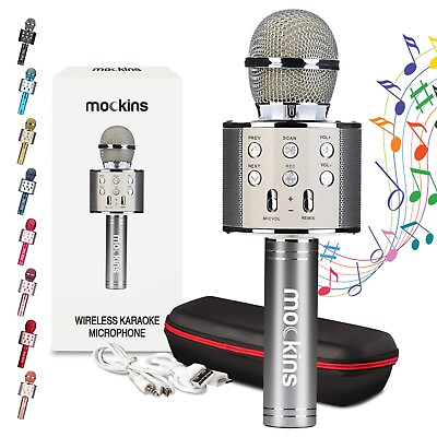 Mockins Portable Wireless Bluetooth KARAOKE Microphone Silver Holiday Gift kids