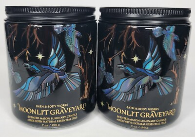 #ad #ad BATH amp; BODY WORKS LOT OF 2 MOONLIT GRAVEYARD SCENTED 1 WICK 7 OZ LUMINARY...