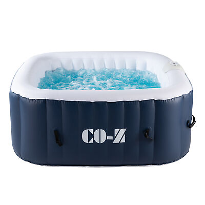 #ad CO Z Portable Inflatable Hot Tub Spa w Cover 120 Air Jet 2 4 Person Square Blue