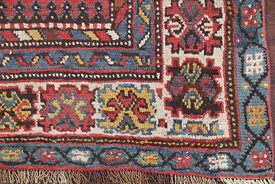 Pre 1900 Antique Tribal Caucasian Kazak 13 ft Runner Rug Vegetable Dye Wool 3x13