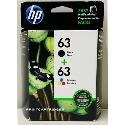 HP #63 Combo Ink Cartridges 63 Black Color NEW GENUINE