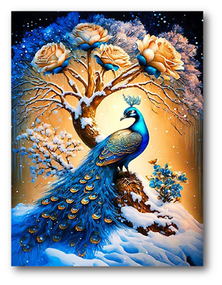 #ad Blue Peacock Rose 5D DIY Art Diamond Painting Kit Embroidery Rhinestone Picture