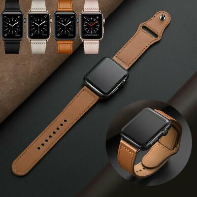 Genuine Leather Apple Watch Band For iWatch Series 8 7 6 5 4 3 SE 42 44 41 45mm