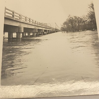 #ad Found Bamp;W Photo Bridge River High Water Cleveland Oklahoma Snapshot