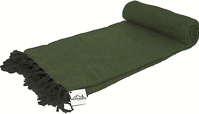 #ad Mexican Blanket Olive Green Handmade Yoga Blanket Serape Falsa Large Army Green