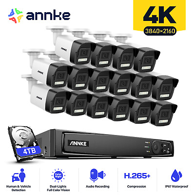 #ad ANNKE H.265 12MP 16CH NVR 8MP Audio POE Security IP Camera System Color Night